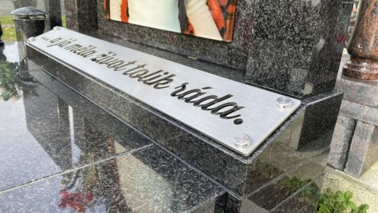 Vidrio para tumba y placa de acero inoxidable con inscripción