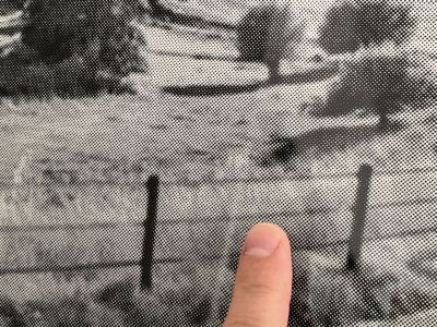 Fotografía en blanco y negro tramada para tumba